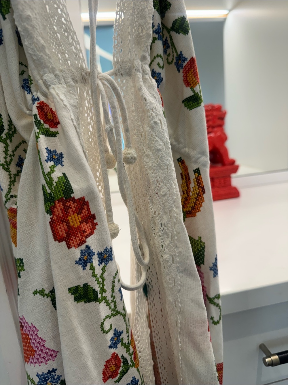 White Embroidered Floral Halter cover up - Picture 12 of 14
